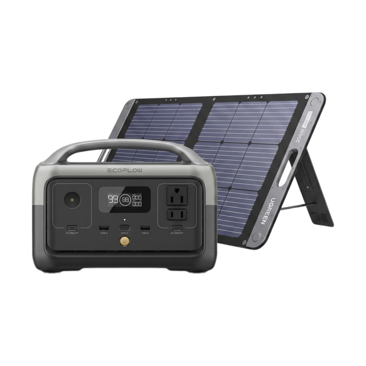 Estación de Energía Portátil / 256 Wh LFP / Inversor Onda Sinusoidal Pura 300 W / Panel Solar 100 W / USB-C 60 W / IP67 / Wi-Fi