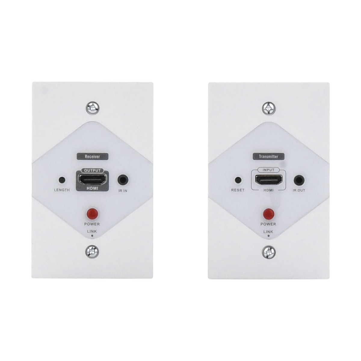 Kit Extensor HDMI en PLACAS DE PARED para distancias de 40 metros / Resolución 1080P @ 60 Hz / Cat 6/6A/ 7 / HDR/ Cero Latencia / Soporta Control Remoto / Placa de pared de 2.74 x 4.49” (tamaño estándar de EE.UU.).