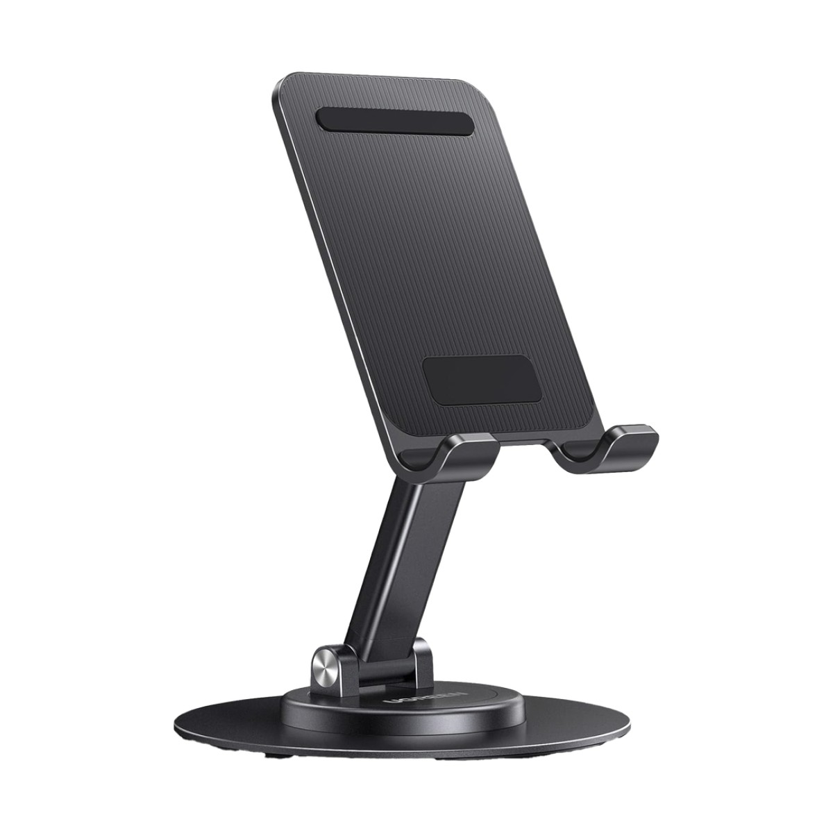 Soporte para Teléfono Celular Giratorio | 360° de Rotación | Angulo Ajustable | Altura Ajustable 17-20cm  | Antideslizante | Ejes Giratorios de Alta Precisión| Plegable | Aluminio | Color Gris