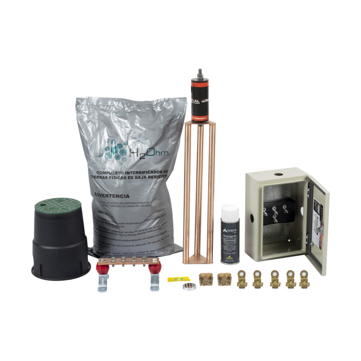 Kit de tierra Física Modelo TG45K con Electrodo Magnetoactivo 50 x 11.5 cm, Capacidad Max: 45 AMP