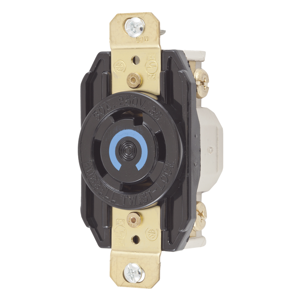 Receptáculo con Bloqueo de Media Vuelta Industrial 30 A 250 V CA / 3 Polos 4 Hilos / Nema L15-30R.