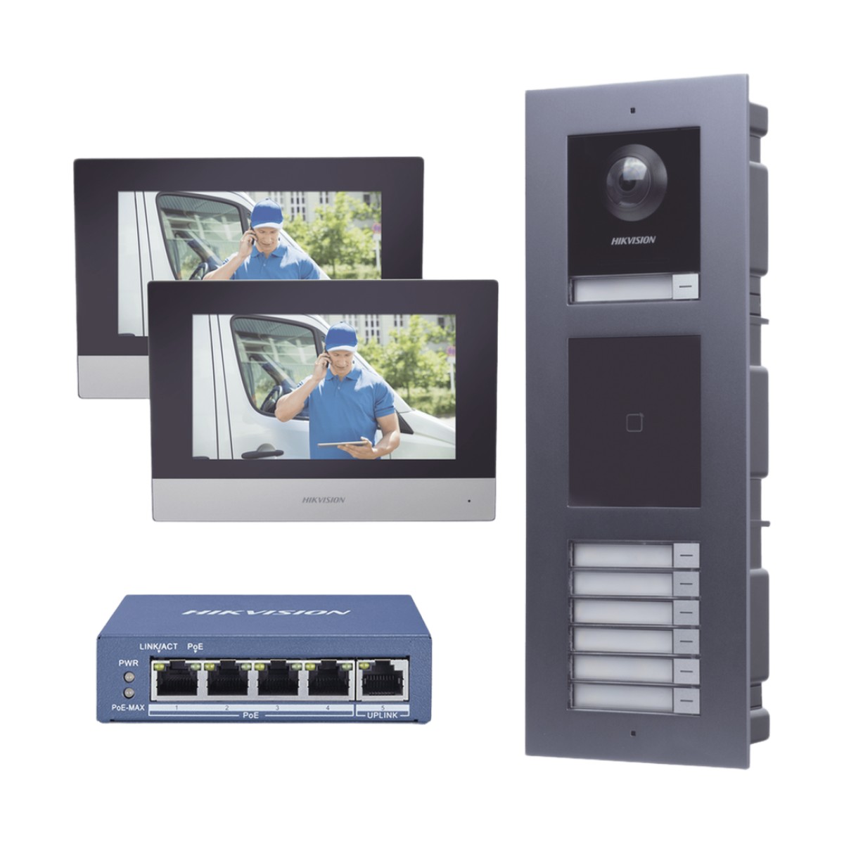 KIT de Videoportero IP para 7 DEPARTAMENTOS con llamada a App de Smartphone y Lector de Tarjetas EM / 2da Generación (Modular) / Montaje para EMPOTRAR incluido