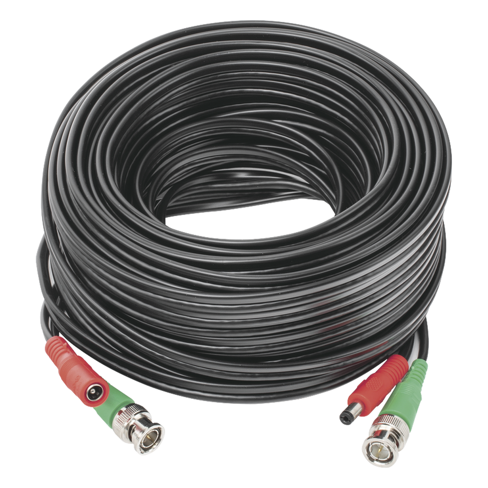Cable Coaxial (BNC RG59) + Alimentación / SIAMES / 20 Metros (65.62 Pies) / Aleación Cobre + Aluminio CCA / Para Cámaras 4K / Uso Interior y Exterior