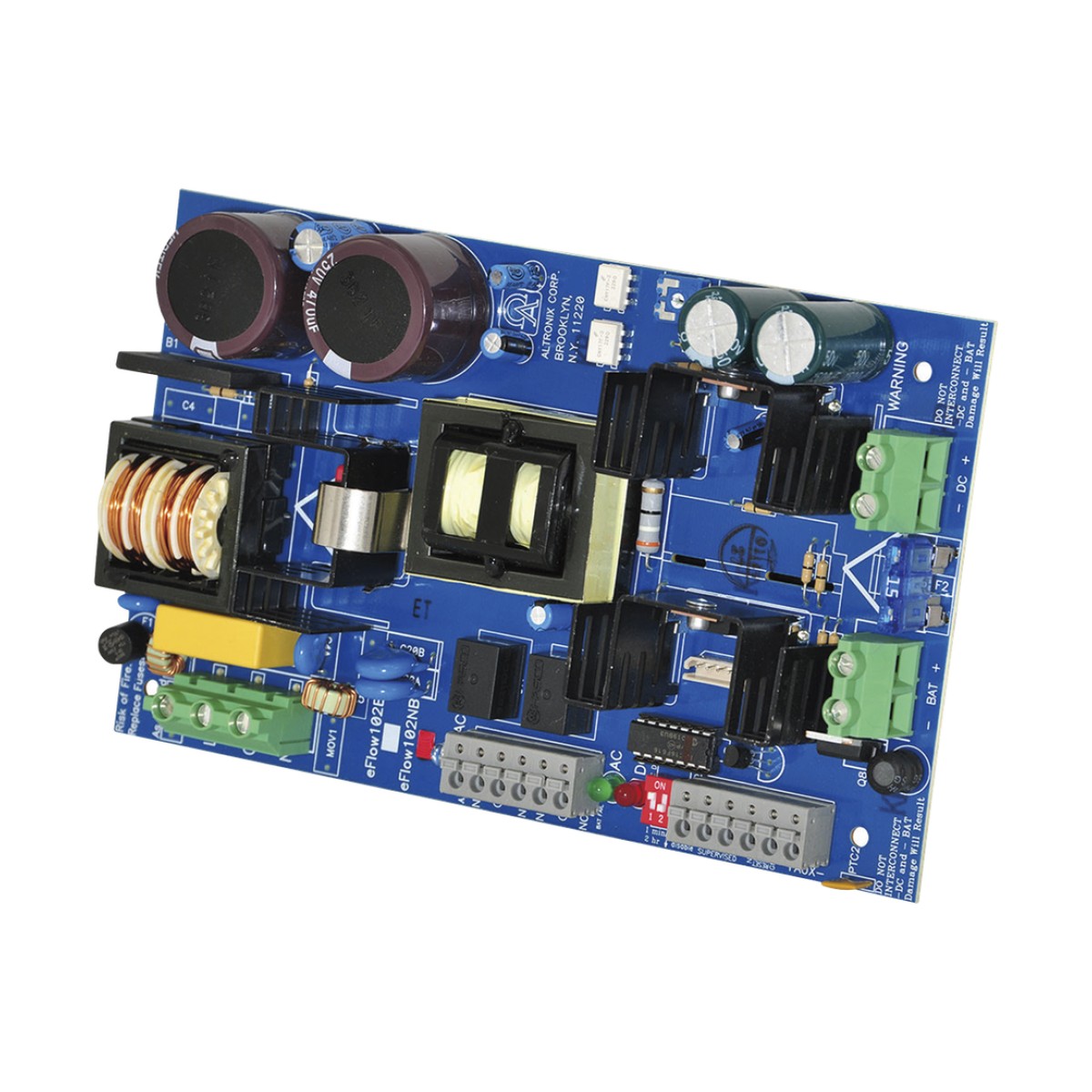 Cargador de fuente de alimentación, salida única, 12 V CC a 10 A, salida auxiliar, FAI, listo para LinQ2, 115 V CA, placa