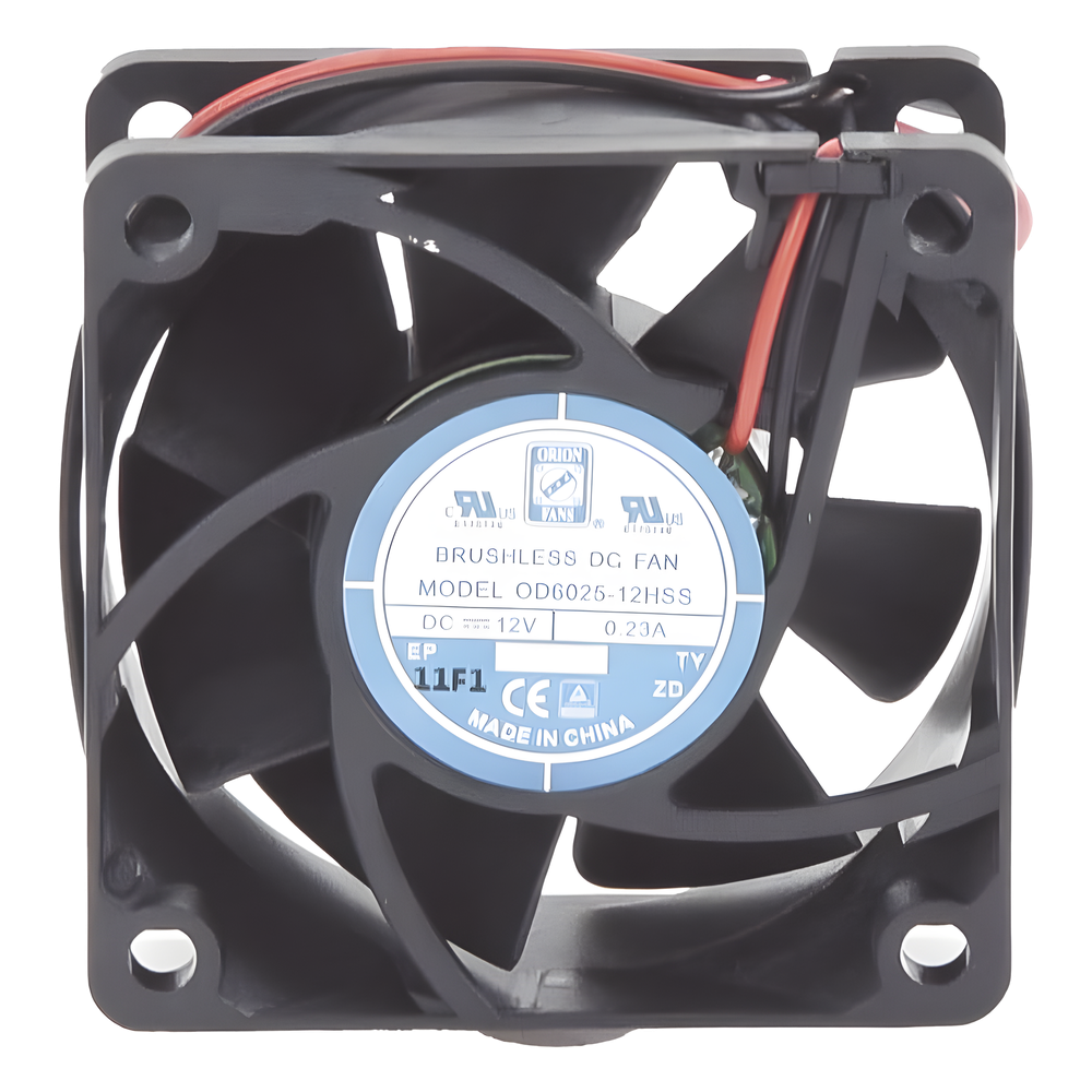 Ventilador Anticondensante Axial Cuadrado, 60x60x25 mm, 12 Vcc, 4390 RPM, 1.8 W, 0.15 A, Flujo de Aire de 25.0 CFM, Unión Sellada.