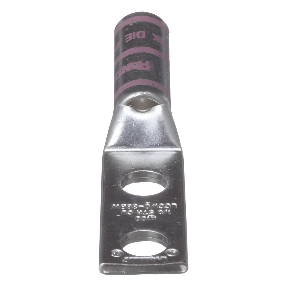 Zapata de compresión LCC1/0-38DW-X para cal. 1/0 Awg, Doble barreno para tornillo prisionero de 3/8, 1 Pz