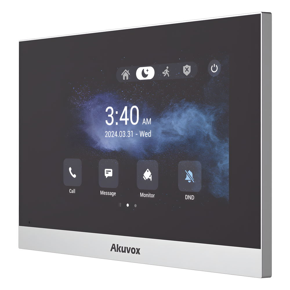 Monitor ANDROID / Soporta APP Android / Pantalla Touch Screen LCD 7" / WiFi / Punto WIFI / Bluetooth / PoE / SIP / 8 Entradas de Alarma / 1 Salida de Relé / Comunicación con App de Familiares / Administración 100 % en la Nube