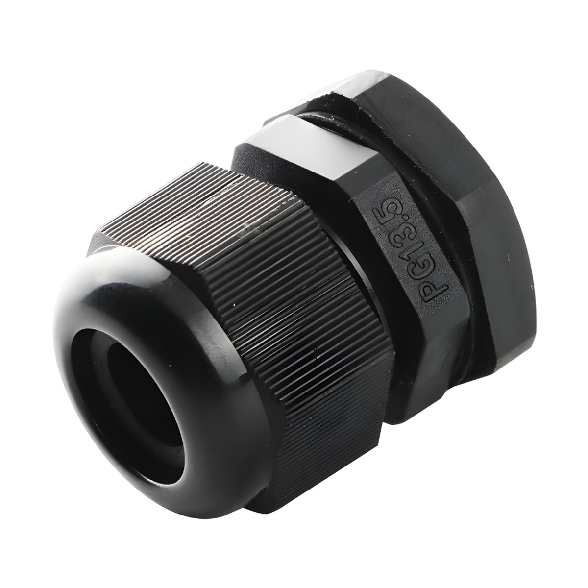 Conector Plástico Negro Tipo Glándula para Cable de 3.5 a 6 mm de Diámetro.