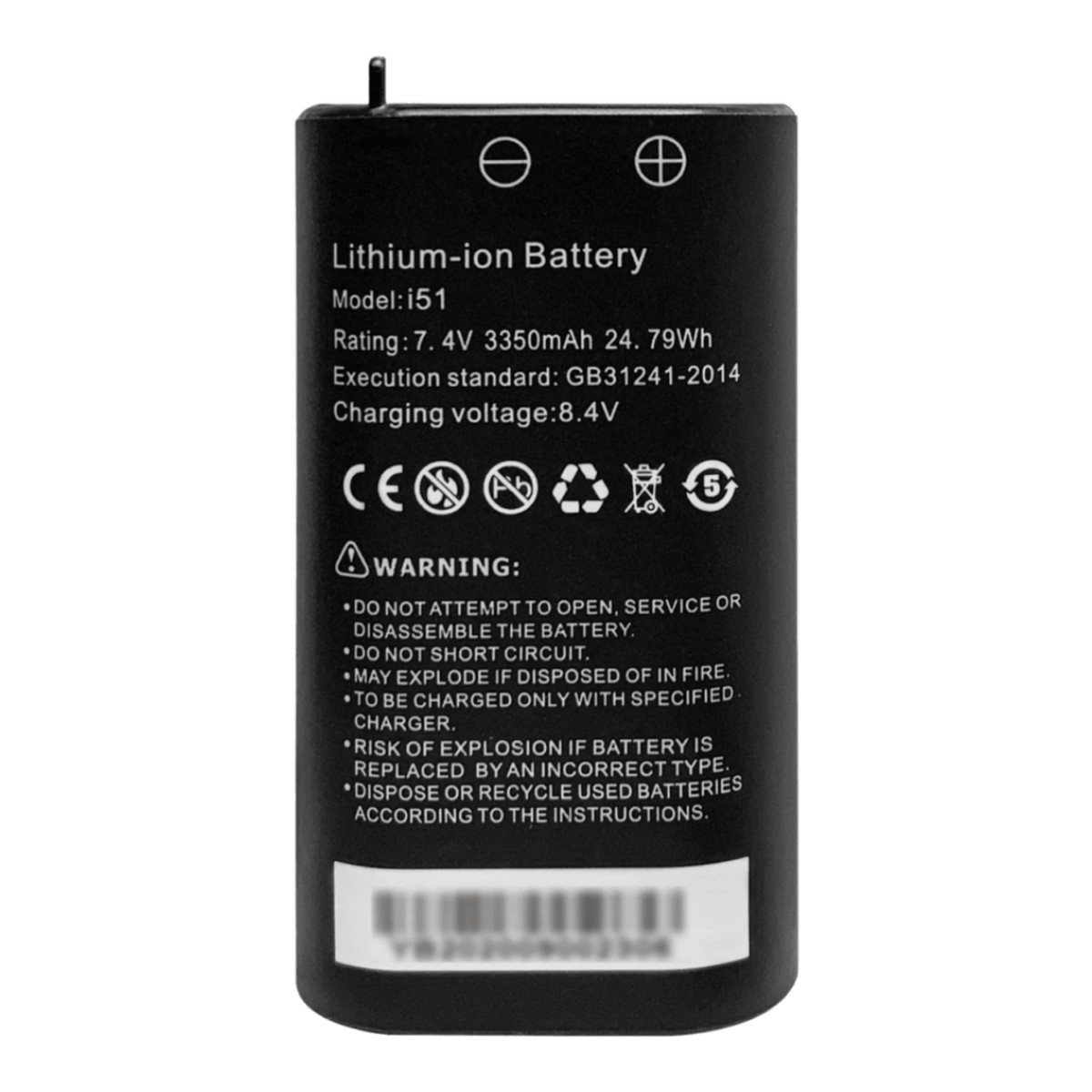 Batería Li-ion para tester de Video | Compatible con TPTURBOLITE y TPTURBOLITE (8K) | 7.4 V CC | 3350 mAh | 24.79 Wh | Voltaje de Carga 8.4 Vcc  | 115 g (0.25 lb) | 74x38x21 mm (2.91x1.49x0.82 in) | Norma GB31241-2014.