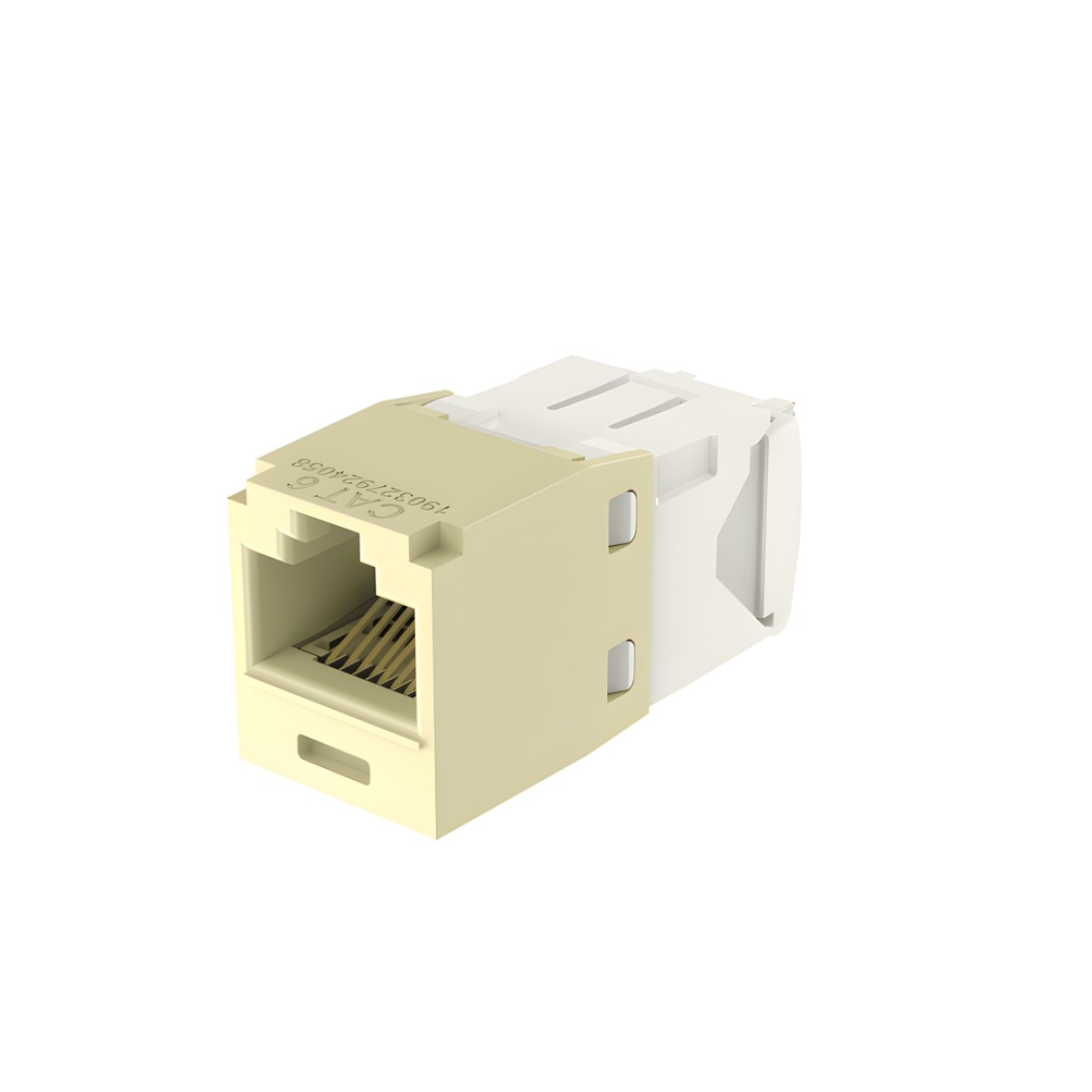 Conector Jack RJ45 Estilo TG, Mini-Com, Categoría 6, de 8 Posiciones y 8 Cables, Color Marfil