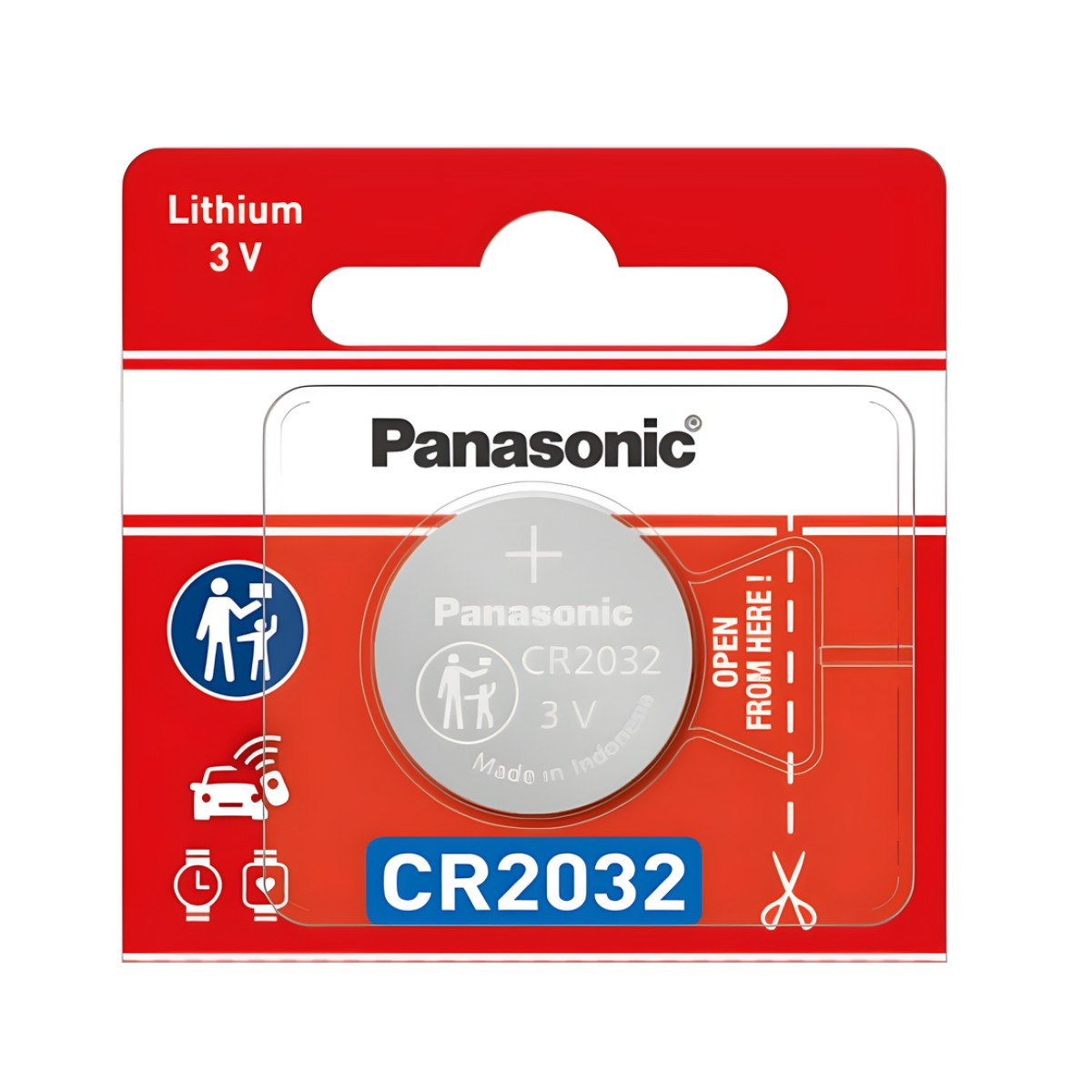 Batería de litio CR2032 de 3 V a 225 mAh (No recargable)