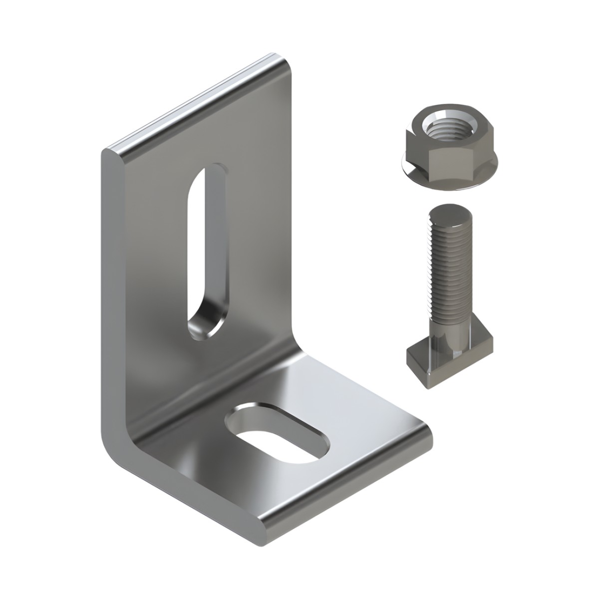 Herraje en L / L Foot / Fijación al Suelo / Aluminio Serie 6000 / Acero Inoxidable / Compatible con N Rail 4.72 / Techos Planos e Inclinados