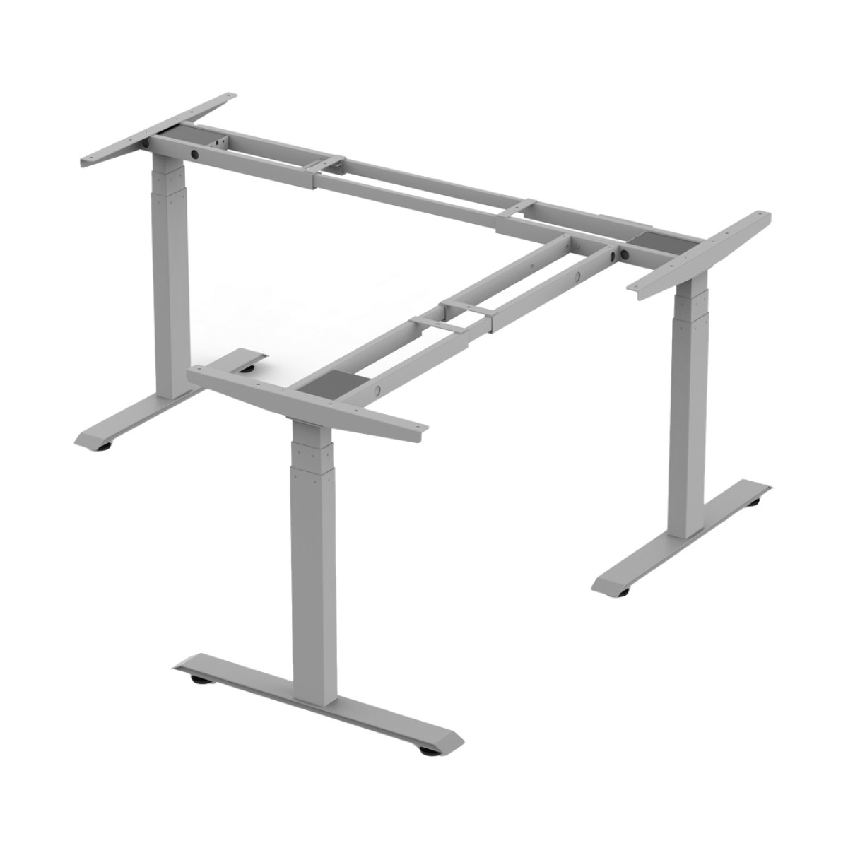 Base de Escritorio Motorizado Profesional Tipo L (3 Columnas) / Altura Ajustable 60-125cm / Estructura Estable / Funcionamiento Suave / 4 Preset de Posiciones / Color Gris / Soporta hasta 150Kg de carga