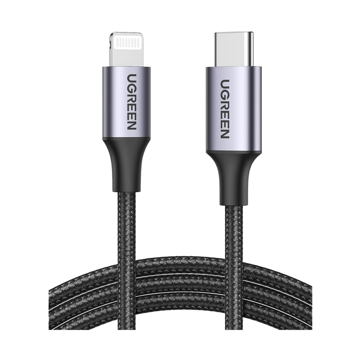 Cable USB-C a Lightning | 2 Metros (6.56 Pies) | Certificado MFi | Carga Rápida 60W | 480 Mbps | Conector C94 | Adecuado para iPhone, iPad y iPod | Protección Integrada | Caja de Aluminio | Nylon Trenzado | Color Negro