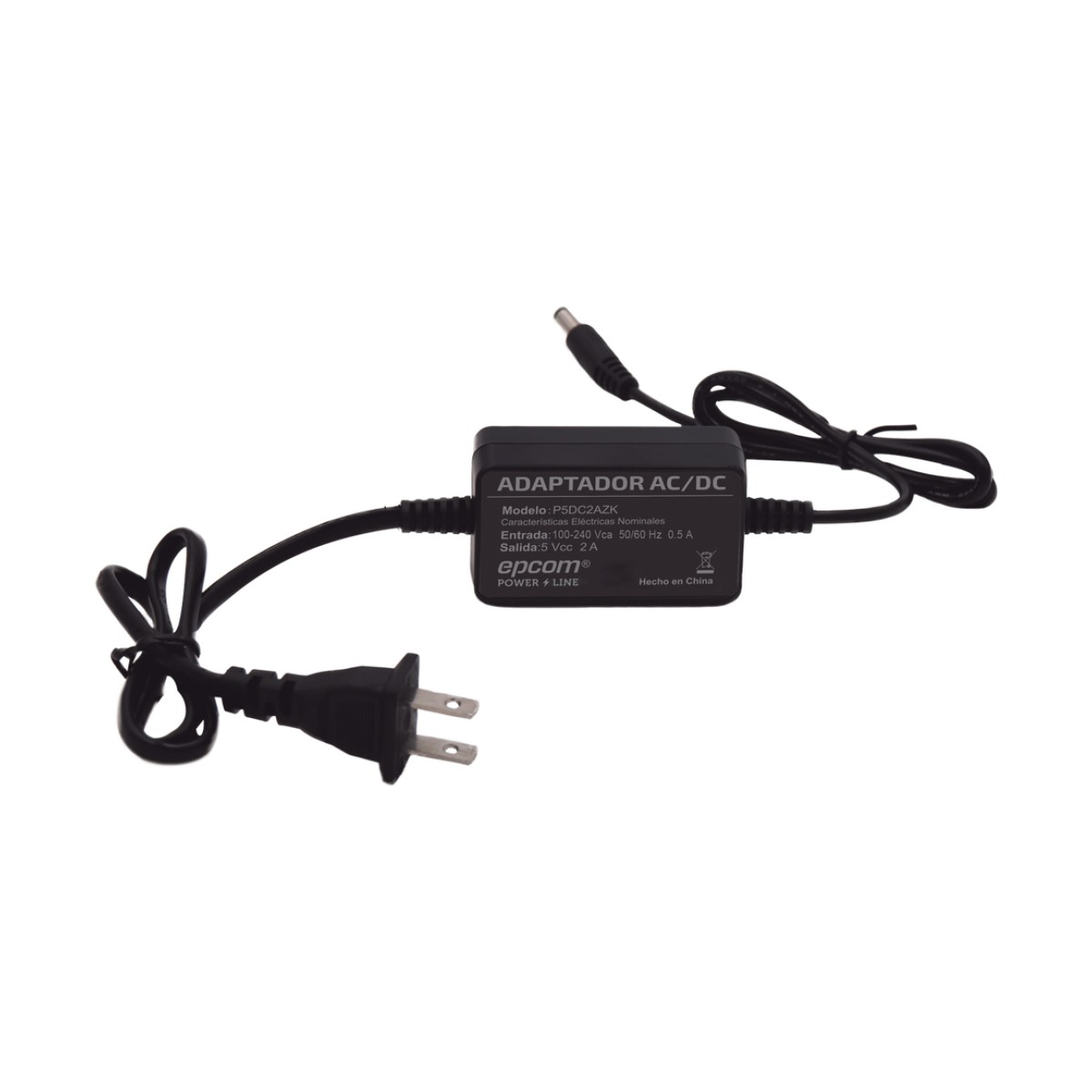 Adaptador 5 Vcc / 2A / UL / Voltaje de Entrada de 100-240 Vca / Para uso, solo en lectores biométricos de 5 Vcc de la marca ZK