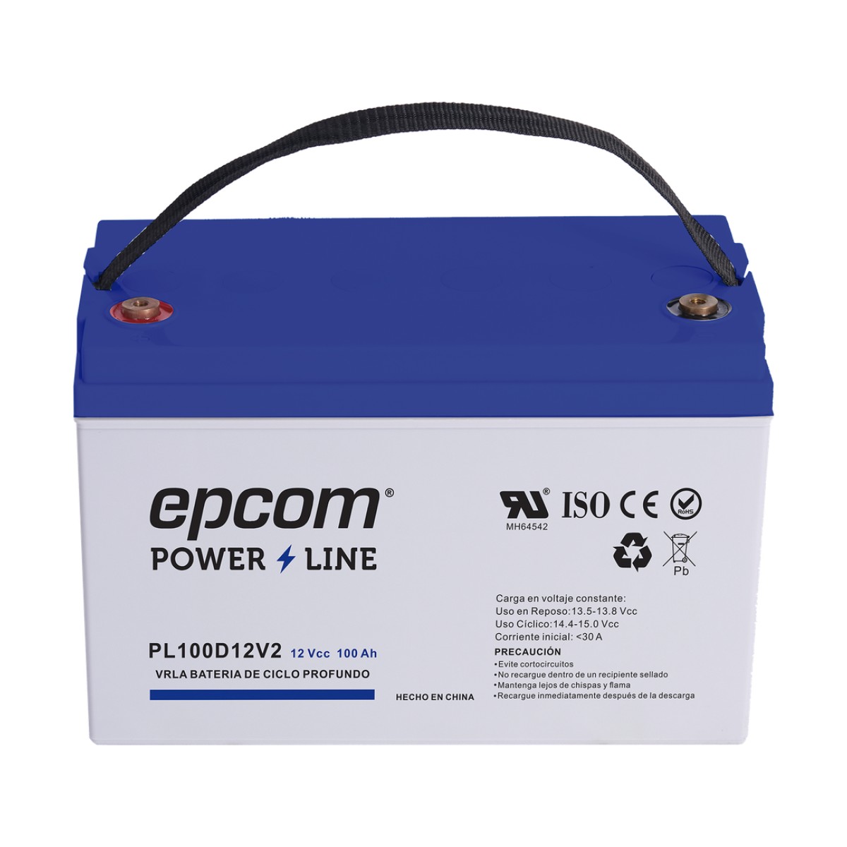 Batería AGM-VRLA Ciclo Profundo / 12 Vcc / 100 Ah / Carcasa UL94-HB / Terminales T4 / Aplicaciones Fotovoltaicas y de Emergencia