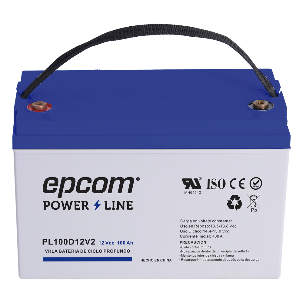 Batería AGM-VRLA Ciclo Profundo / 12 Vcc / 100 Ah / Carcasa UL94-HB / Terminales T4 / Aplicaciones Fotovoltaicas y de Emergencia