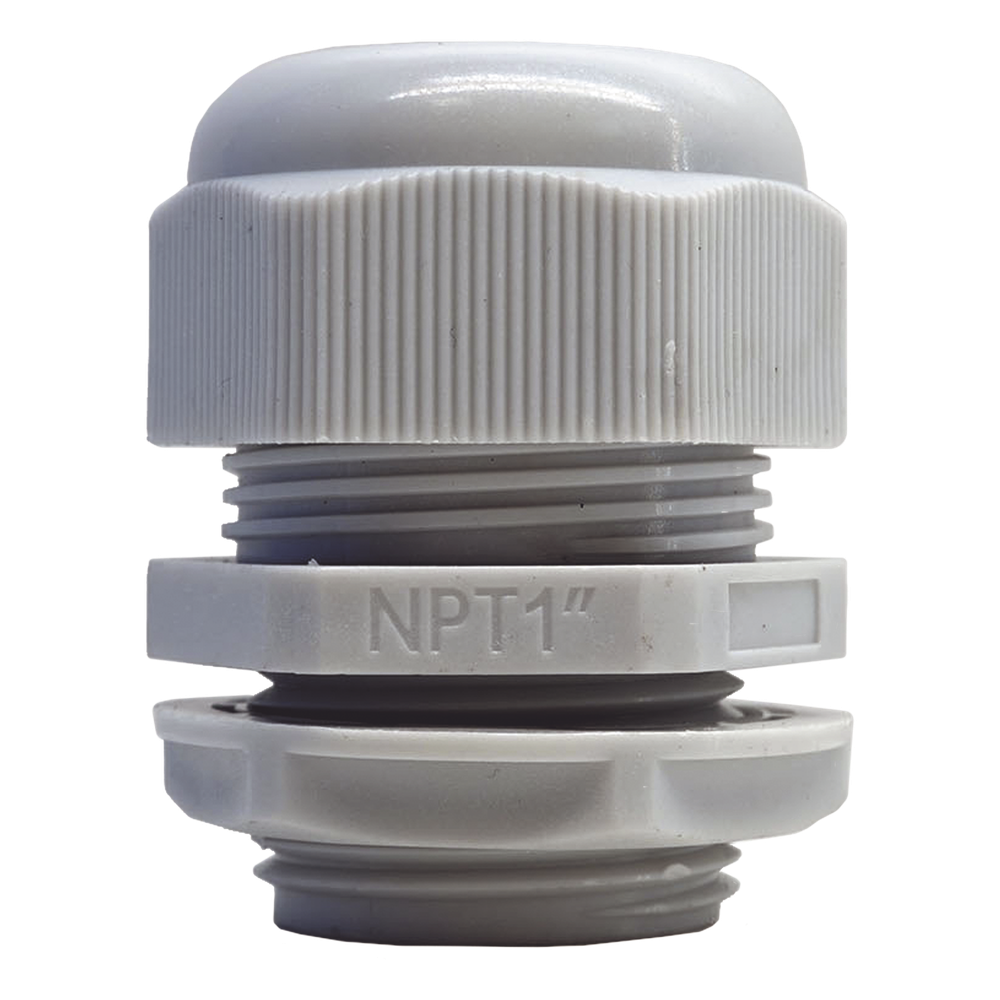 Conector Plástico Blanco Tipo Glándula para Rosca NPT 1"