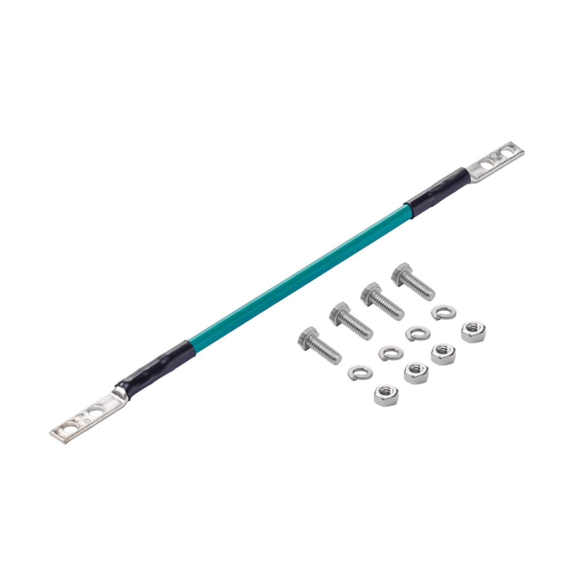 Kit de Jumper de Tierra Física, de Cobre 6 AWG, Fabricado con Aislamiento THW y Terminales de Dos Orificios en Cada Extremo, 30 cm de largo
