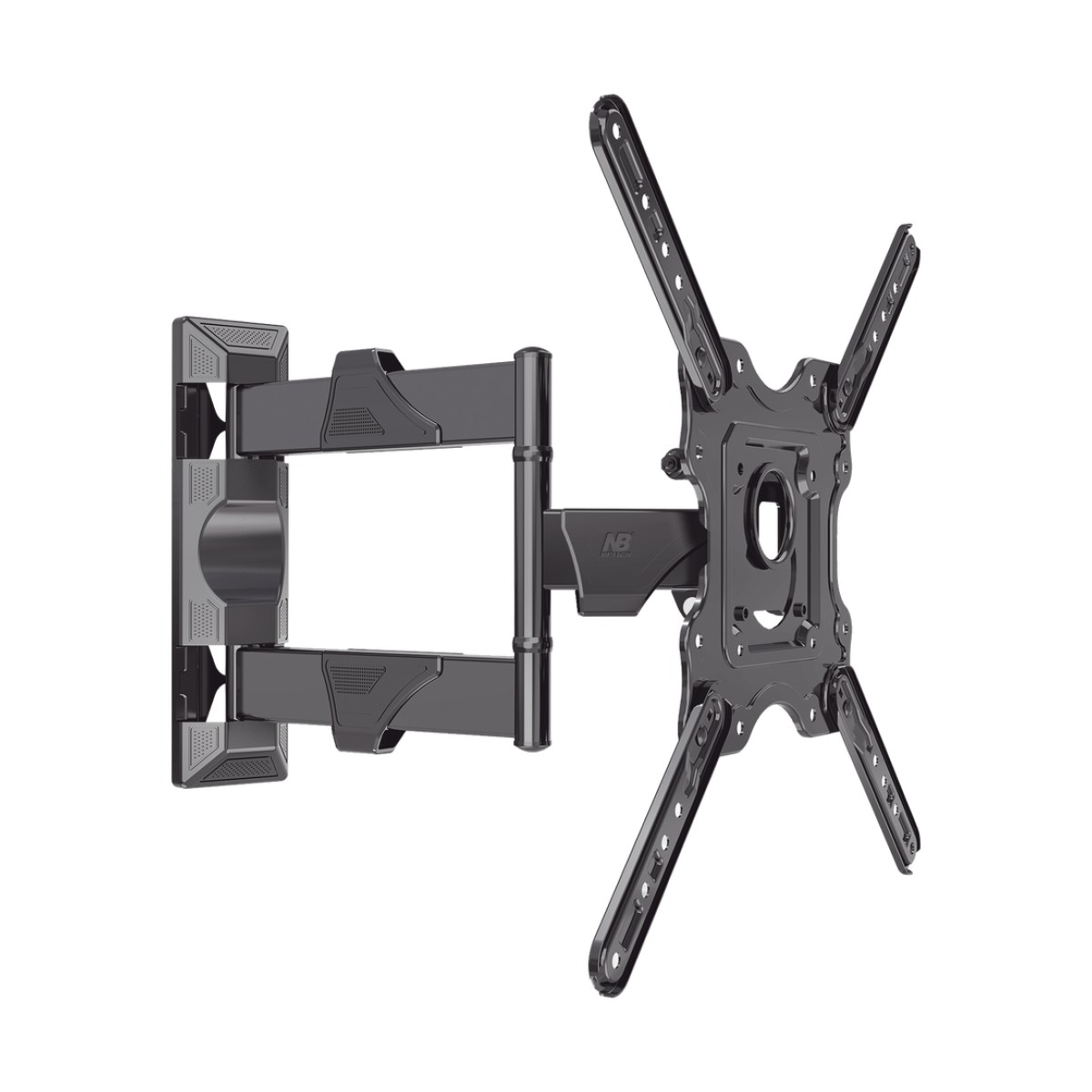 Montaje de Pared Articulado P4-NB / Pantallas de 32" a 55" / VESA 100x100 a 400x400 mm / Carga 27.2 kg (60 lbs) / Inclinación +8° a -5° / Giro 180° / Distancia de Pared 5 a 40 cm / Acero