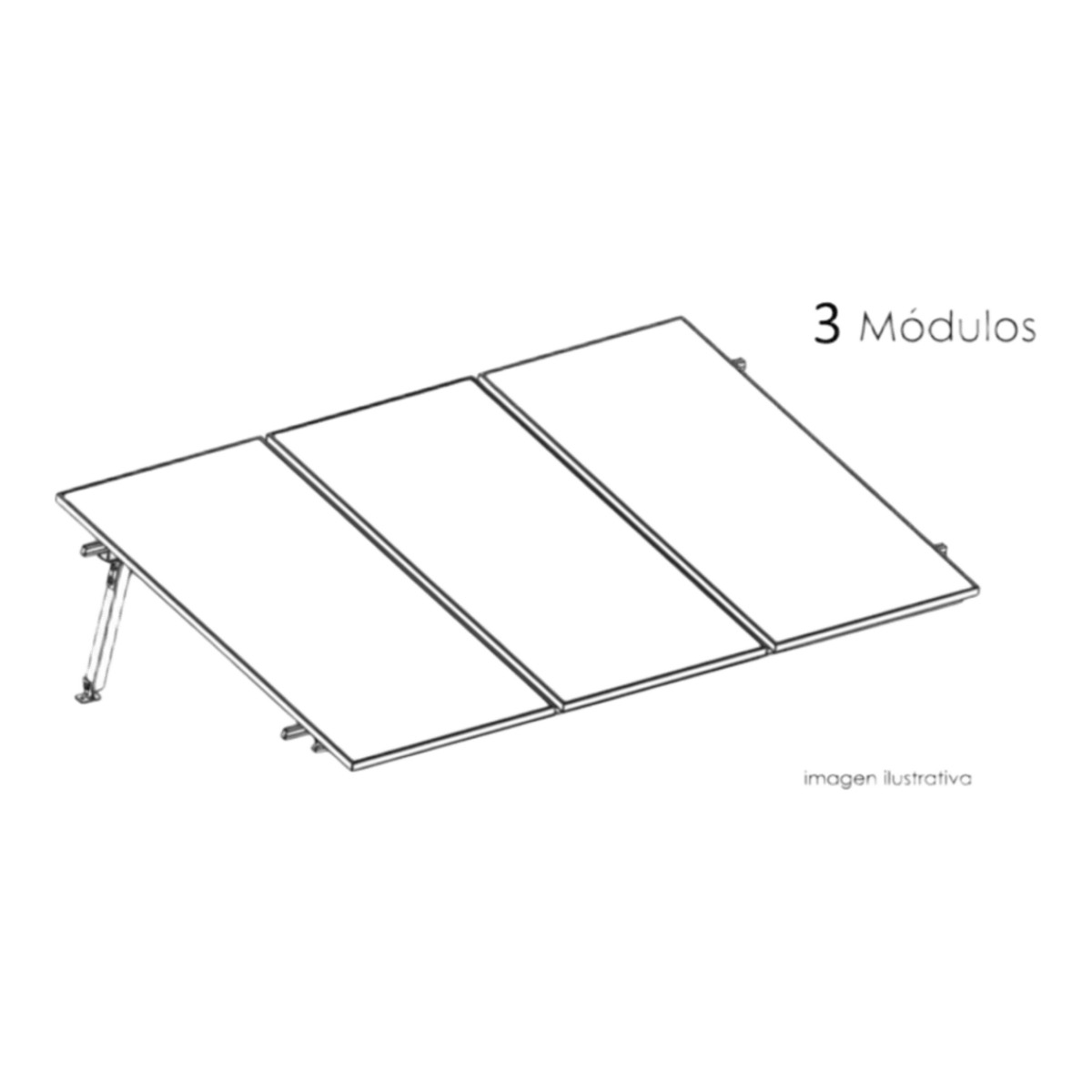 Kit Basel Sistema de Montaje Solar para 3 Módulos / Inclinación 10° / Para Módulo 645 W / Dimensiones del Módulo 2.382 m (7.8 ft) x 1.134 m (3.7 ft) / Velocidad de Viento 170 km/h /  Losa Plana Una Fila