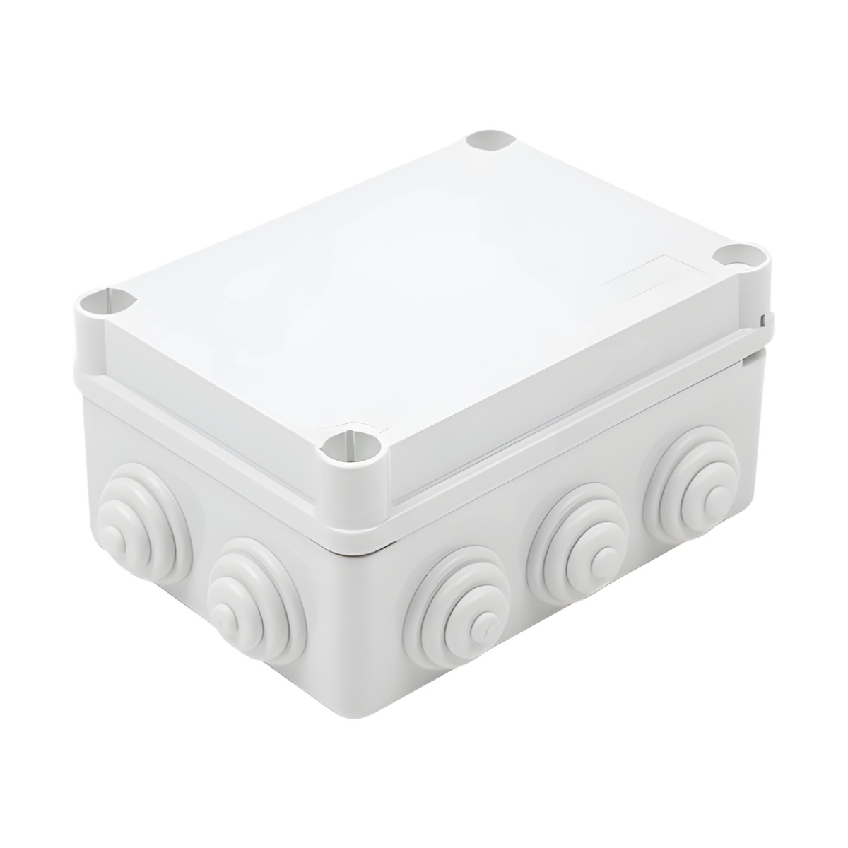 Caja Estanca de PVC Para Derivación y Conexión, 10 Entradas, Tapa con Tornillo de 1/4" de Vuelta, 150x110x70 mm (Área interna), Uso Exterior IP55, Material que no Propaga el Fuego y Libre de Hálogenos