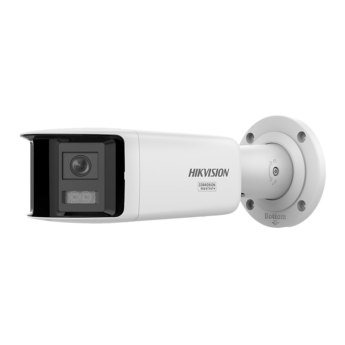 [FlexVu] [PROTECCIÓN ACTIVA] Bala IP Panorámica 8 Megapixel (4K) / 2 Lentes 2.8 mm (180°) / Imagen a Color 24/7 (ColorVu 3.0) / PoE / WDR 130 dB / IP67 / ACUSENSE / Luz Estroboscópica y Alarma Audible / 40 mts Luz Blanca / Micro SD