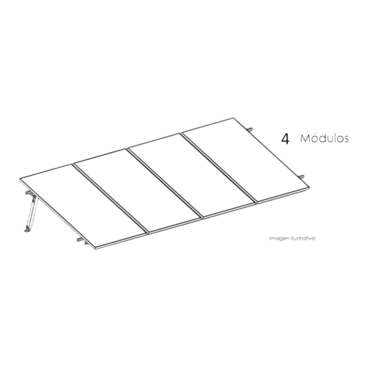 Kit Basel Sistema de Montaje Solar para 4 Módulos / Inclinación 10° / Para Módulo 645 W / Dimensiones del Módulo 2.382 m (7.8 ft) x 1.134 m (3.7 ft) / Velocidad de Viento 170 km/h /  Losa Plana Una Fila