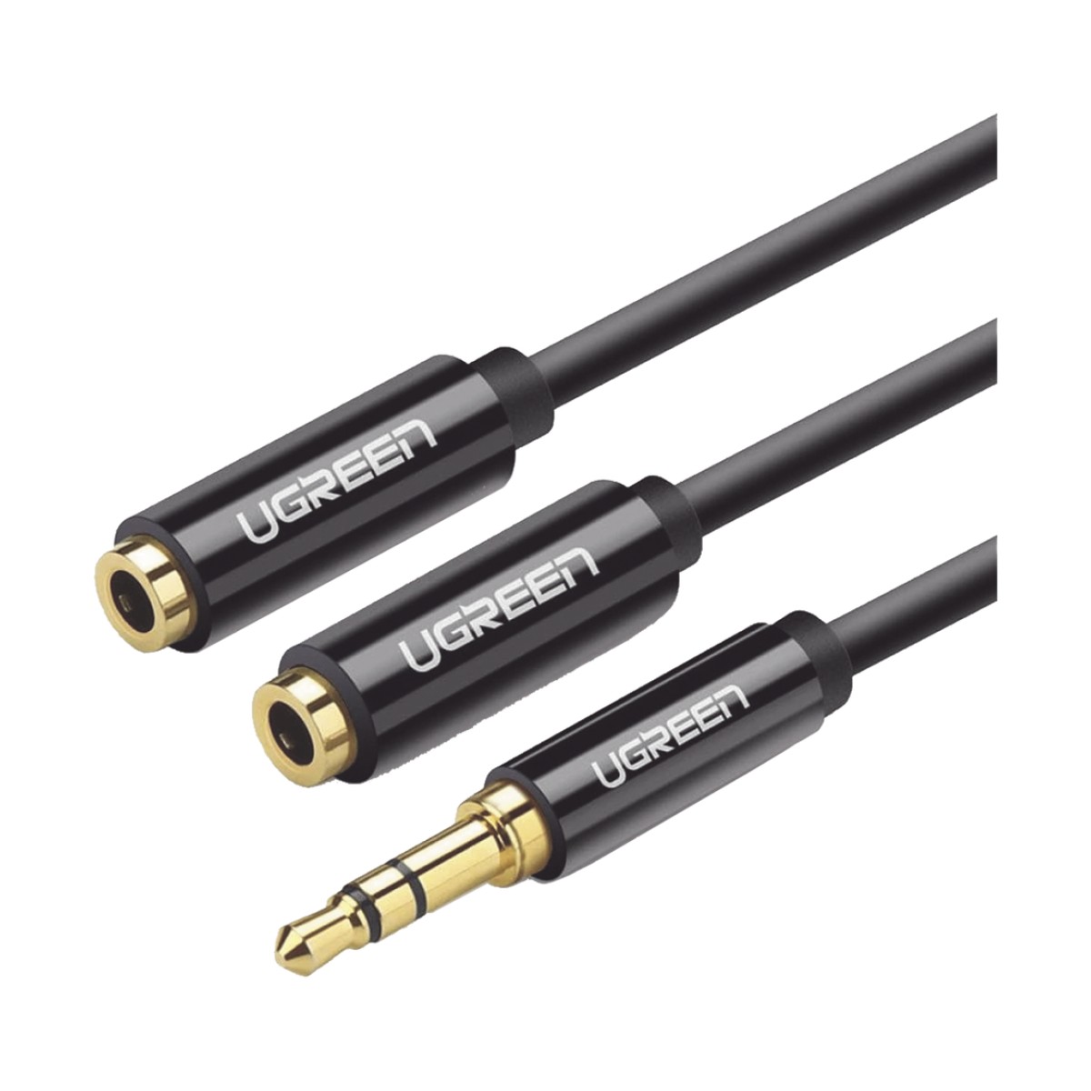 Cable Adaptador/Divisor de Audio de 3.5mm Macho a 2 Terminales de 3.5mm Hembra / 25 cm de Longitud / Cable TPE / Color Negro