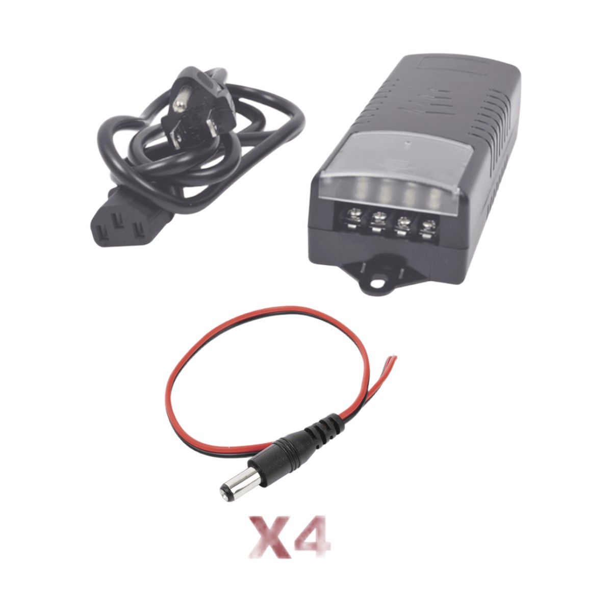 Kit con fuente EPCOM con salida de 12 Vcc a 5 Amper con 4 salidas / Incluye conectores
