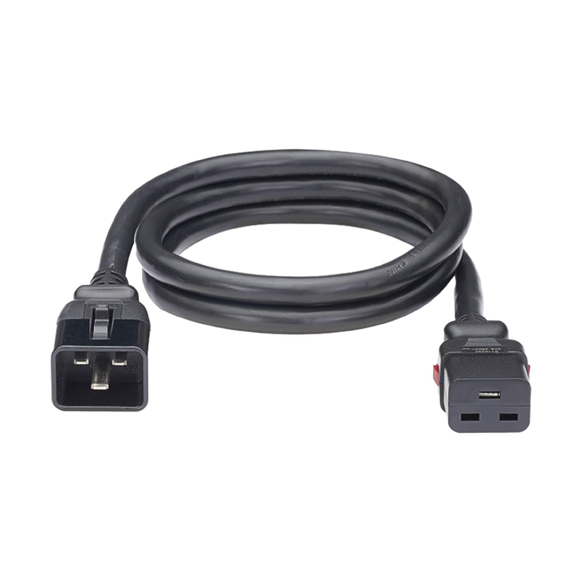 Cable de Alimentación Eléctrica Con Bloqueo de Seguridad, de IEC C20 a IEC C19, 60 cm de Largo, Color Negro, Paquete de 10 Piezas