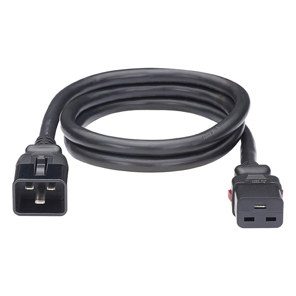 Cable de Alimentación Eléctrica Con Bloqueo de Seguridad, de IEC C20 a IEC C19, 60 cm de Largo, Color Negro, Paquete de 10 Piezas
