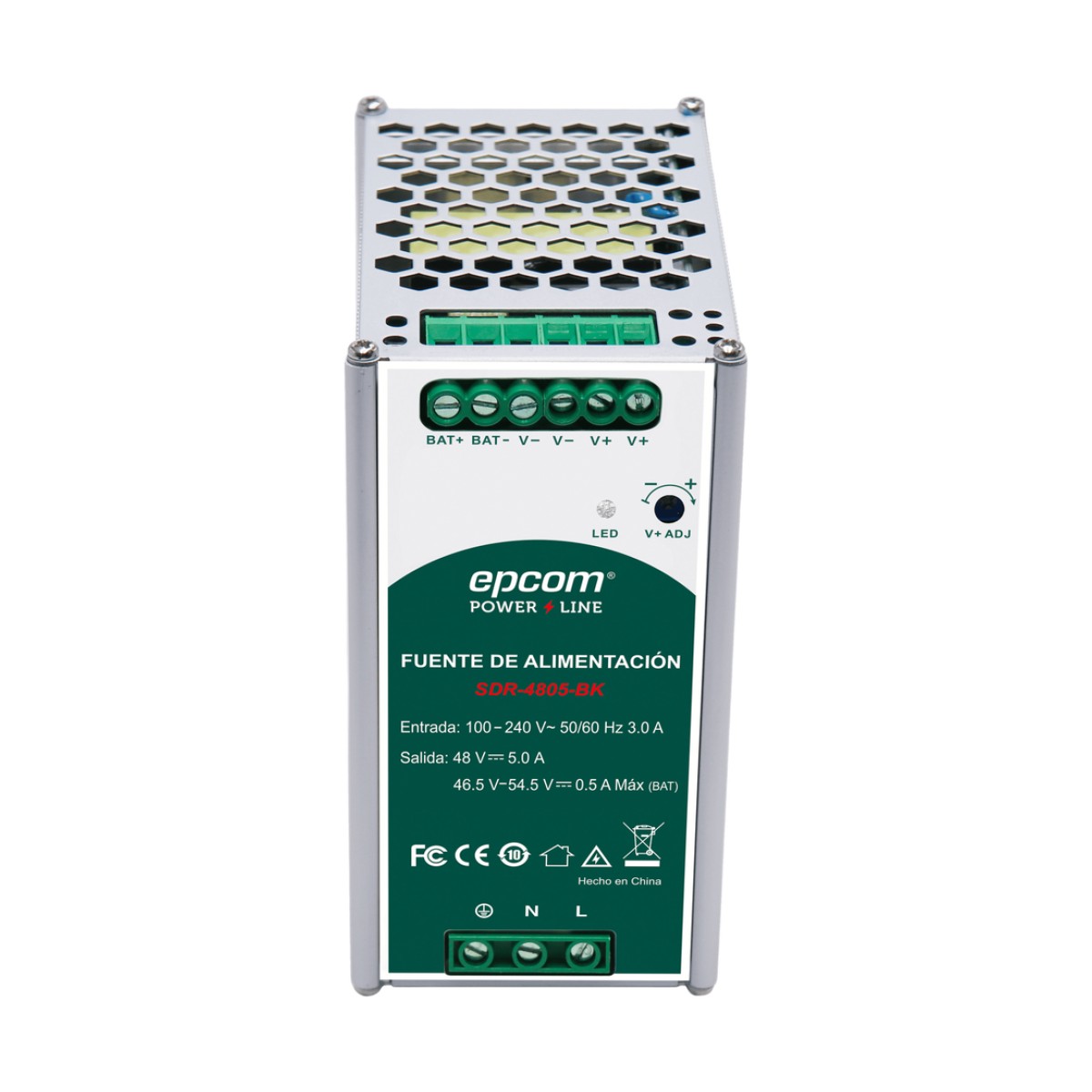 Fuente de Alimentación Industrial  | Tipo DIN RIEL  | 48 VCC  | 5 A | Capacidad de baterías de respaldo
