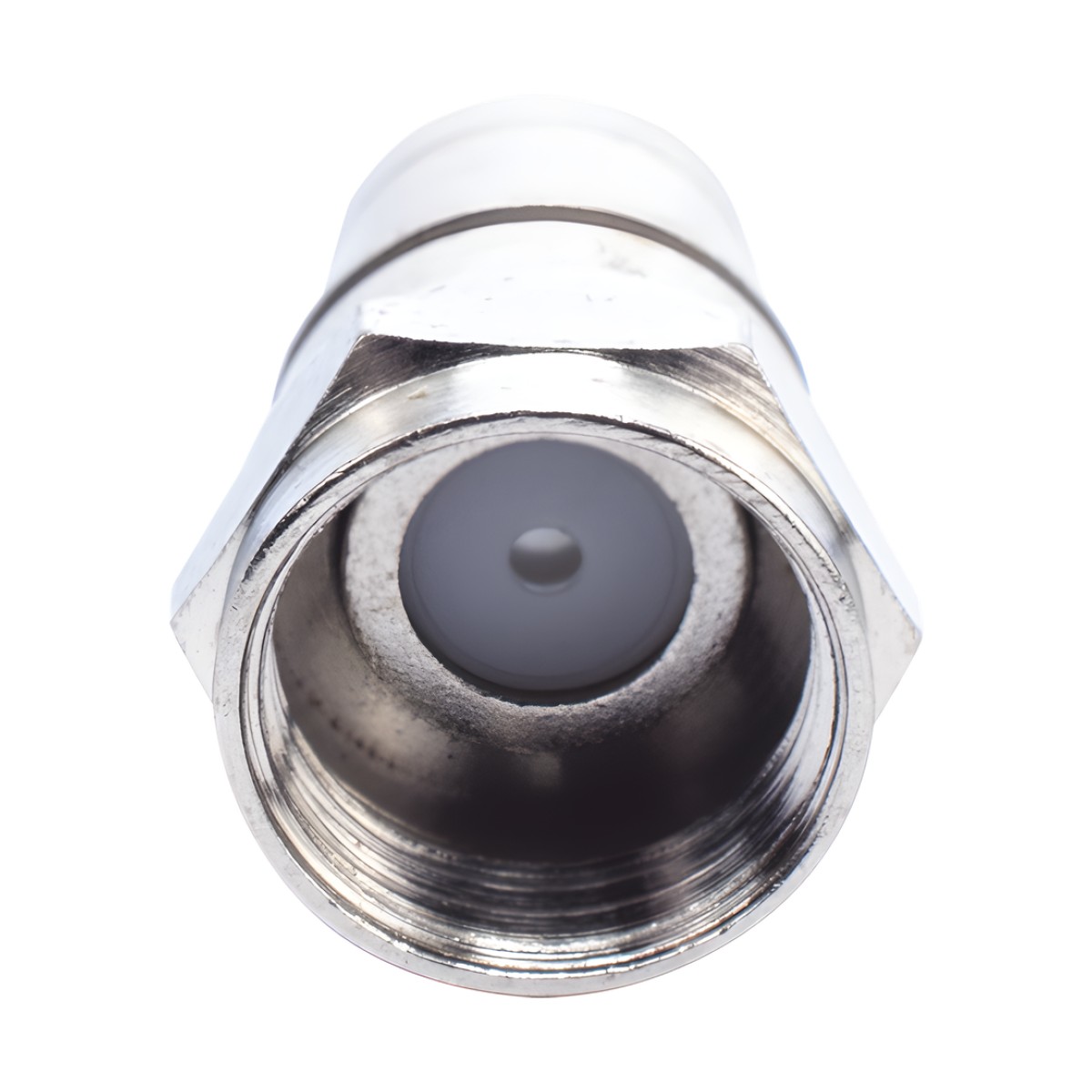 Conector F Macho Plegable, Con PIN para Cable RG-59, Cuerpo de Bronce Niquelado.