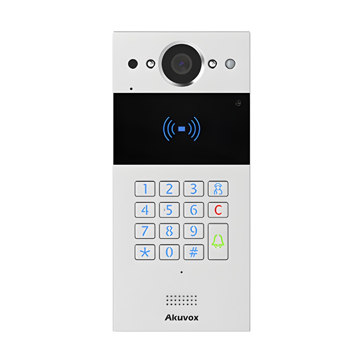 Videoportero SIP / Teclado y Lector de Tarjeta / Notificación App / Notificación Llamada Telefónica / Configuración en la Nube / POE / IP65 / Cámara de 2 MP / NFC / PIN Temporal para Visitas / Control de 2 Puertas