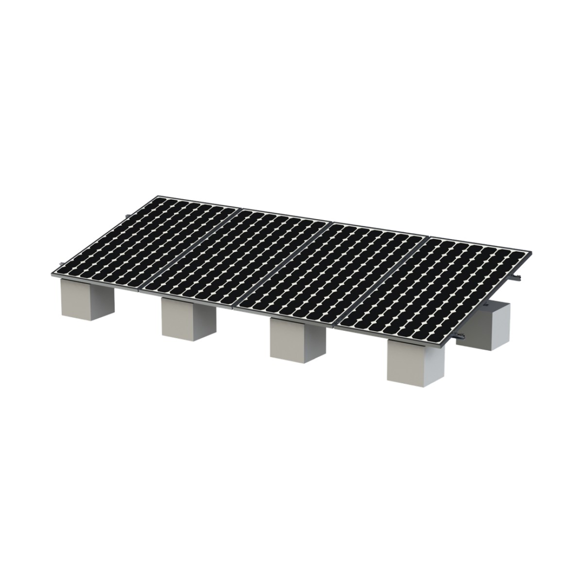 Kit Montaje para 4 Módulos de 30-35 mm espesor / Riel No.8 / Vel. de Viento Máx. 136km/h / Ajustable 20° a 45° / 5400mm Longitud