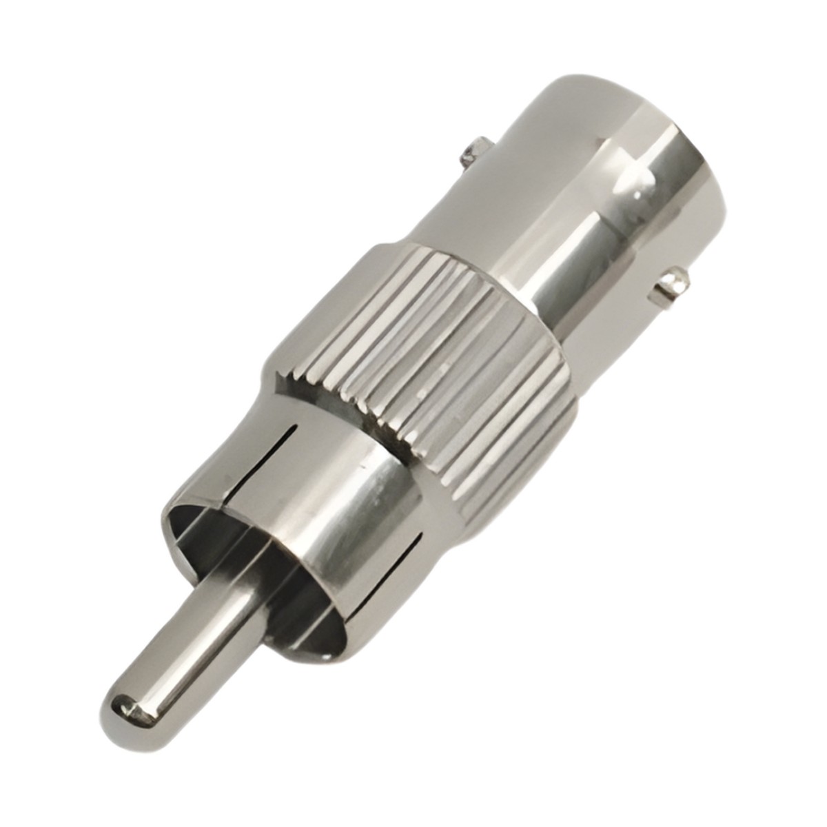 Adaptador en Línea para 75 Ohm, de Conector BNC Hembra a RCA Macho en Aplicaciones de Audio-Video para Cámaras, Monitores y DVR's.