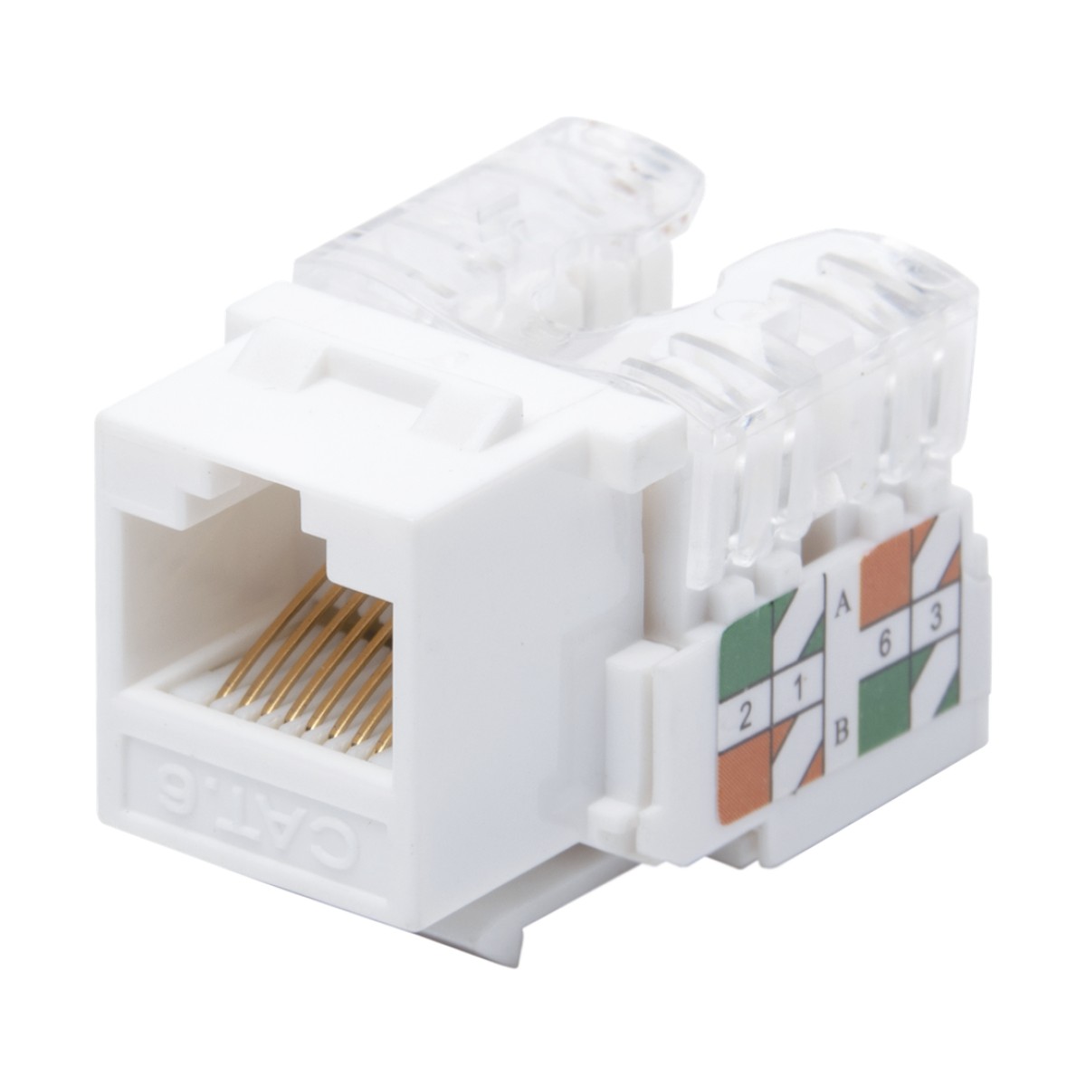Módulo Jack Keystone Cat6 con Terminación 110 (Punchdown) para Faceplate - Color Blanco