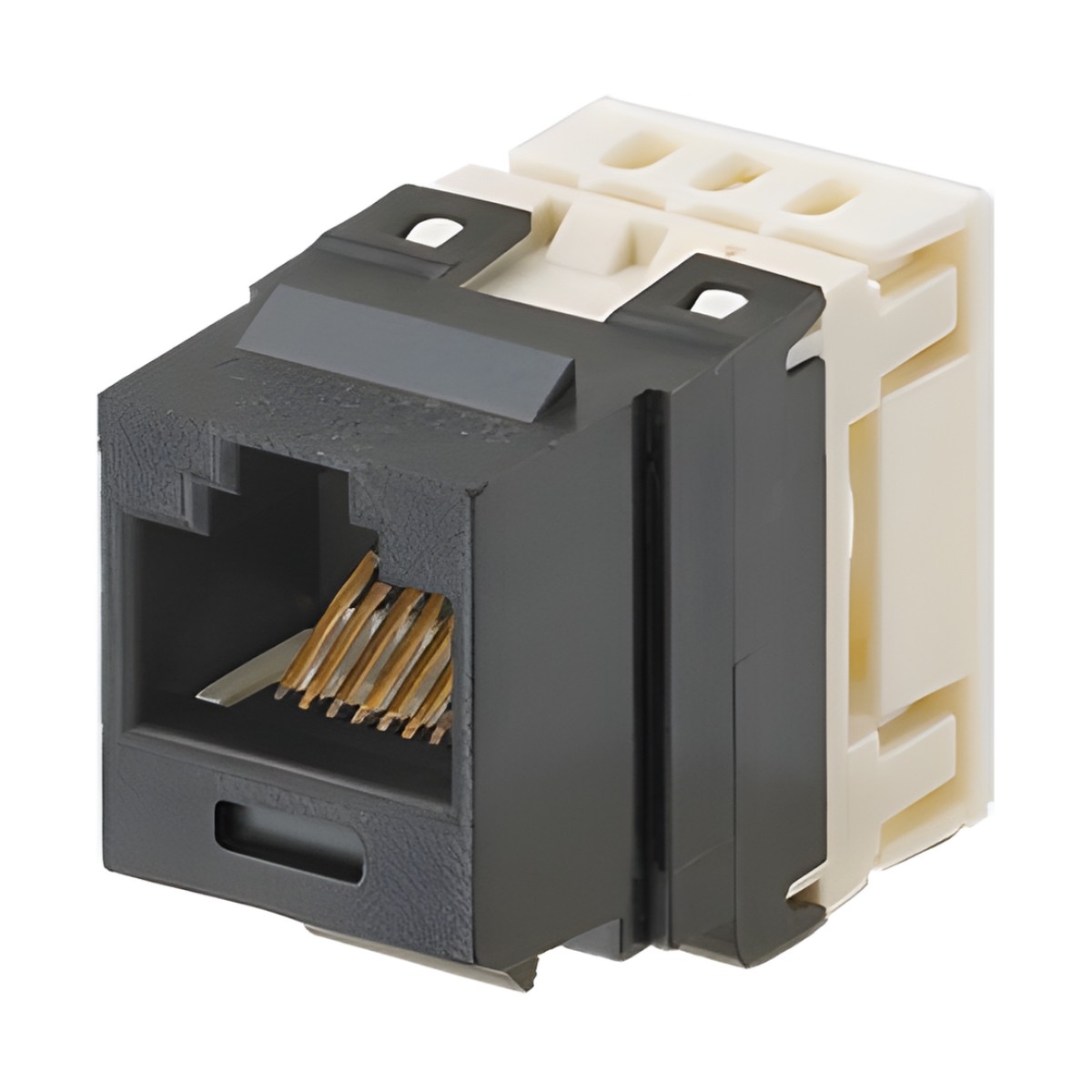 Conector Jack Estilo 110 (de Impacto), Tipo Keystone, Categoría 6, de 8 Posiciones y 8 Cables, Color Negro