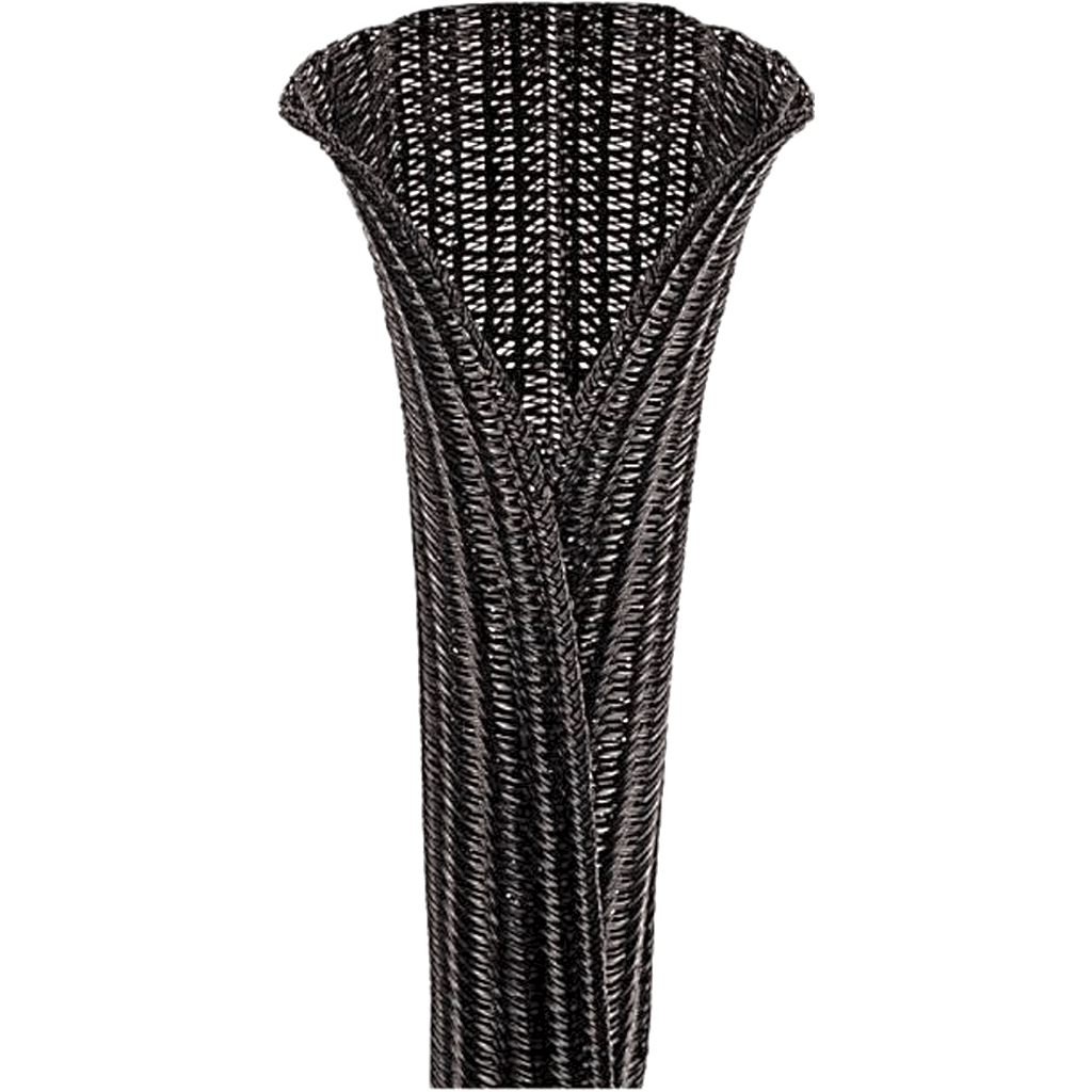 Funda expandible trenzada Pan-Wrap, 1,25 de diámetro, negra, tereftalato de polietileno, 22.86 mts por bobina