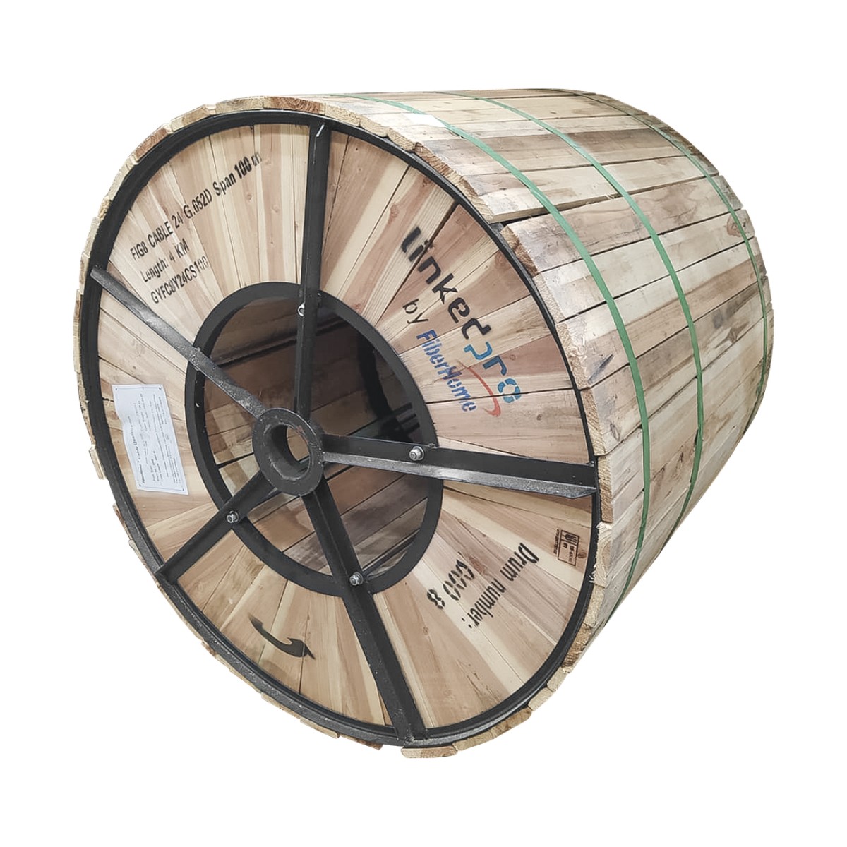 Carrete de 4 km de Fibra Óptica Aérea Figura 8 G.652D, Monomodo de 24 Hilos, Exterior, Span 100, Loose Tube