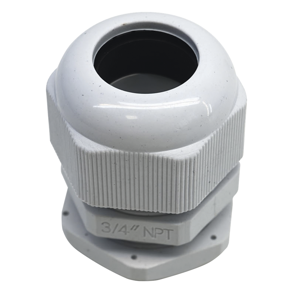 Conector Plástico Blanco Tipo Glándula para Rosca NPT 3/4"
