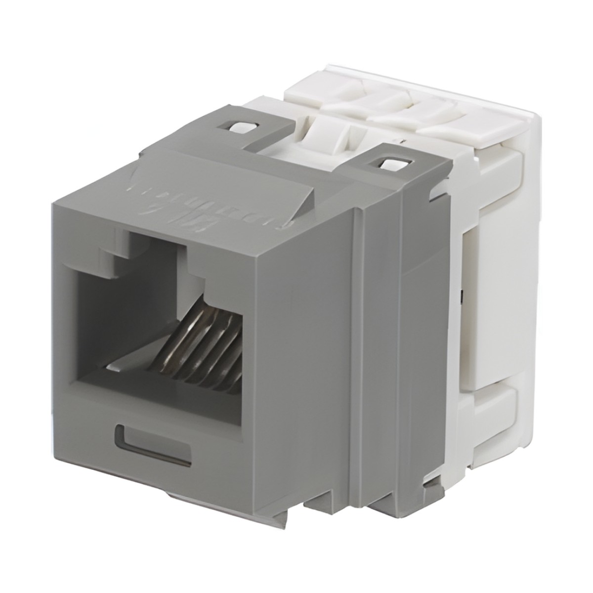 Conector Jack Estilo 110 (de Impacto), Tipo Keystone, Categoría 6, de 8 Posiciones y 8 Cables, Color Gris