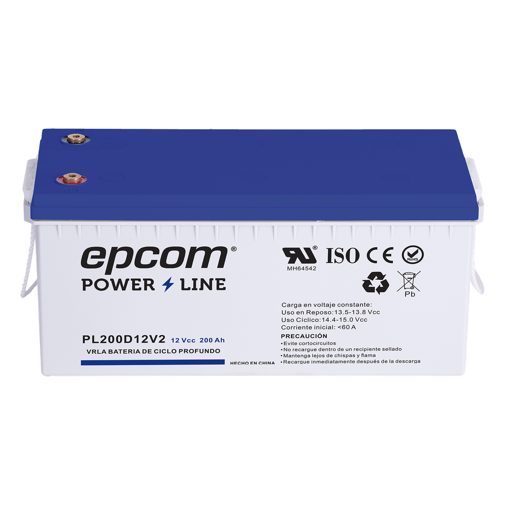 Batería de respaldo 12 V 200 Ah AGM | Certificada UL94-HB Retardo a la flama básica | Ciclo profundo | Para uso en aplicaciones fotovoltaicas y de emergencia | Terminales T5