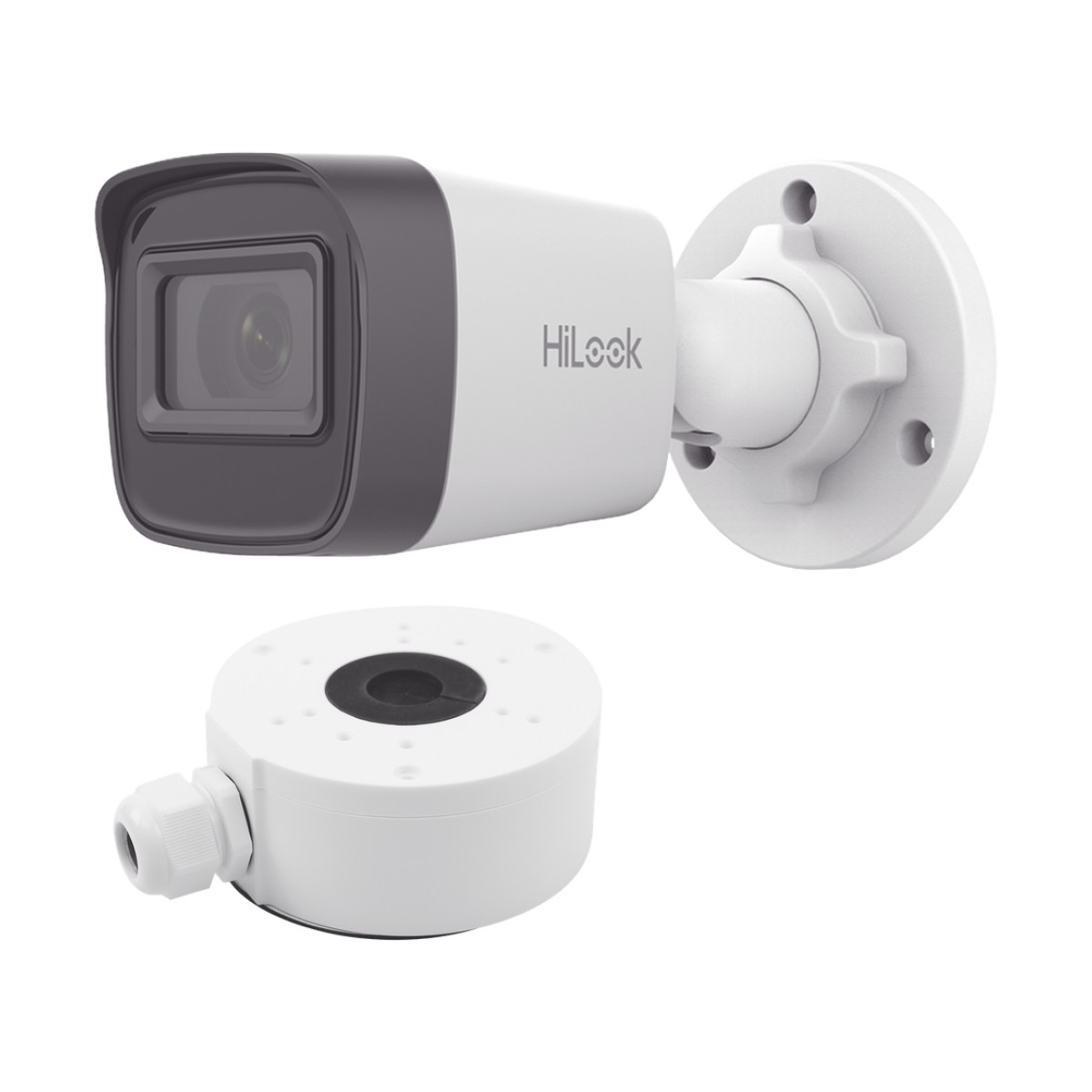 HiLook Series / Bala IP 4 Megapixel / 20 mts IR / Exterior IP67 / PoE / dWDR / Lente 2.8 mm + Caja de conexión DS-1280ZJ-XSP