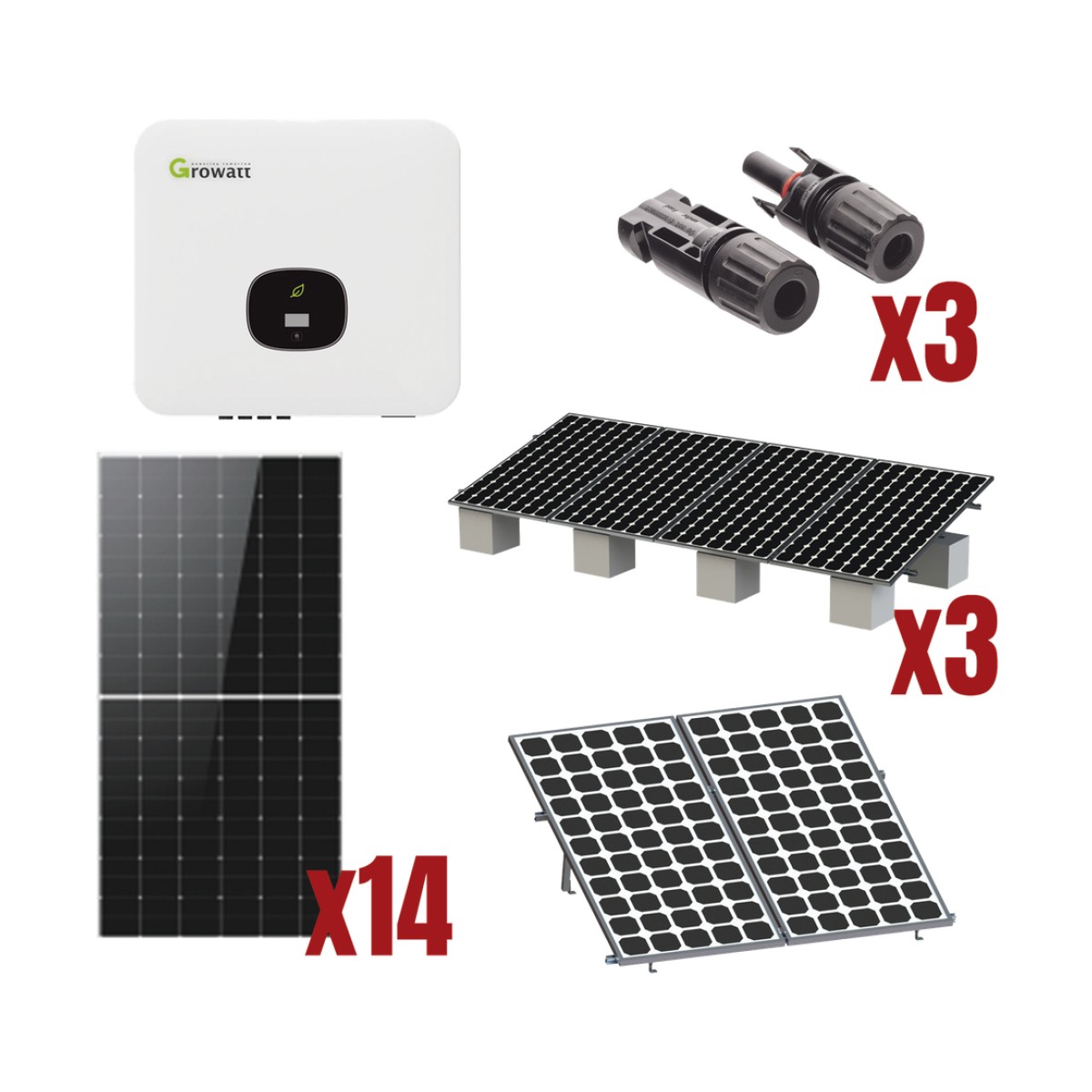Kit Solar Interconexion  / 8kW  220Vca / Inversor GROWATT / Montaje Incluido