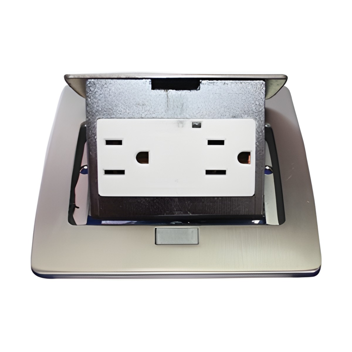 Mini Caja de Piso Rectangular en Acero Inoxidable con 2 Contactos Eléctricos (11000-21201)