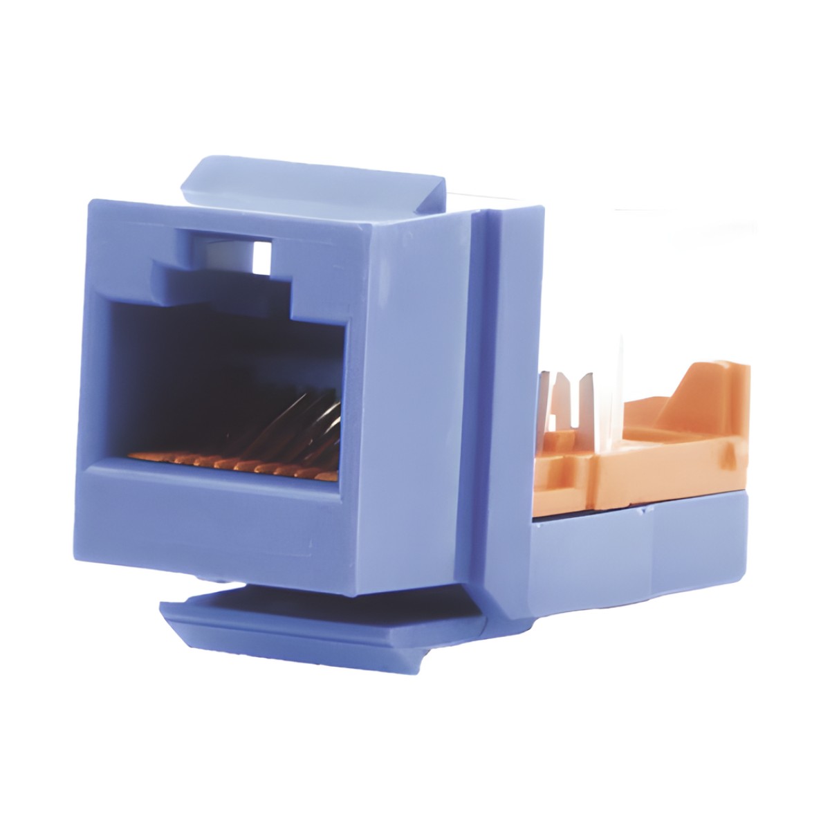 Conector Jack Estilo Leadframe, Tipo Keystone, Categoría 5e, de 8 Posiciones y 8 Cables, Color Azul