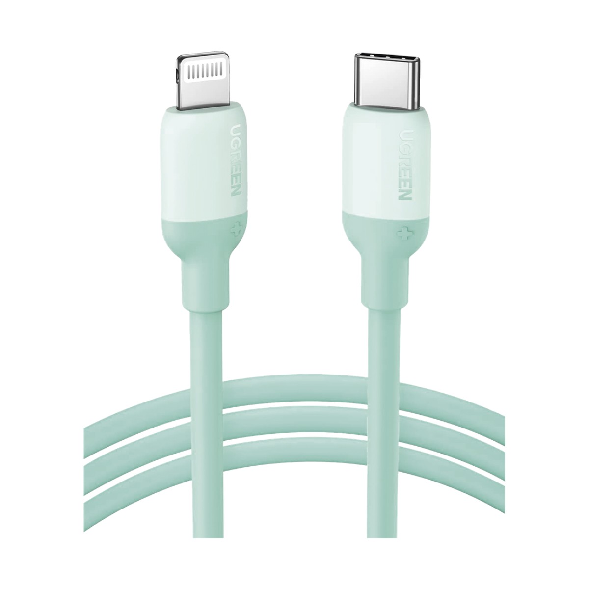 Cable USB-C a Lightning / Certificado MFi / 1 Metro / Adecuado para iPhone, iPad, iPod / Carga Rápida PD 20W /  Sincronización de Datos de hasta 480 Mbps / Goma de Silicona y  TPE. / Suave al Tacto / Color  Green