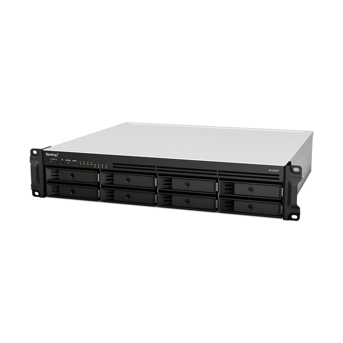 Servidor de Almacenamiento en Red Synology RackStation RS1221RP+ | 8 Bahías | Expandible a 12 Bahías | CPU AMD Ryzen V1500B | 4 GB DDR4 ECC | RAID Soportado | 10/25GbE | Virtualización Certificada | Protección de Datos Integral